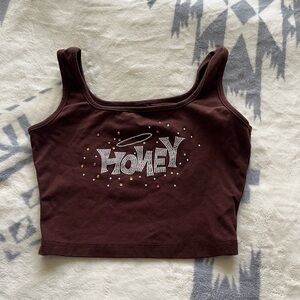 Brown Graphic Crop Top